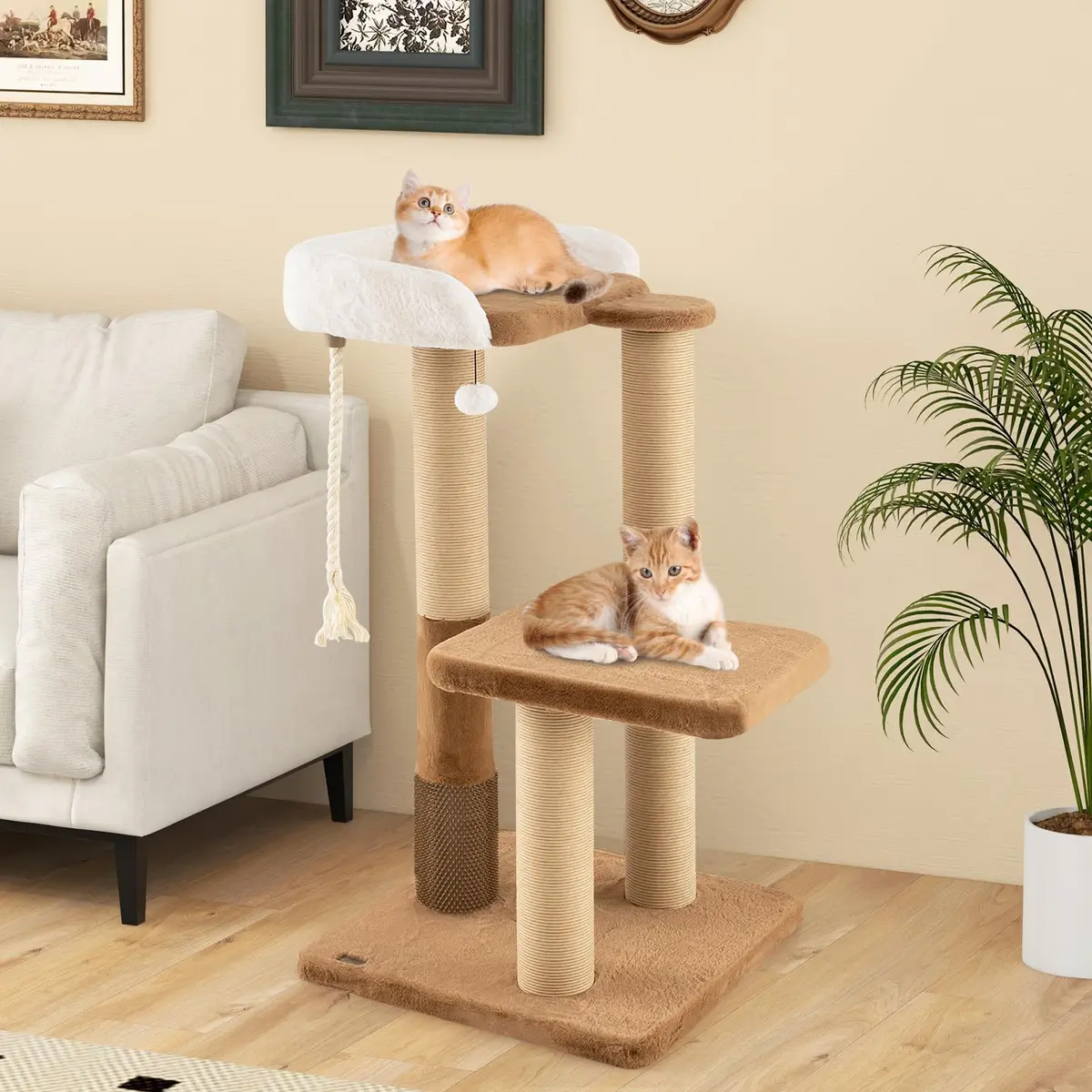 PETSITE 44-inch Modern Cat Tree for Indoor Cats | Multi-Level Tower with Sisal Rope & Self-Groomer (44 inches) - view 3