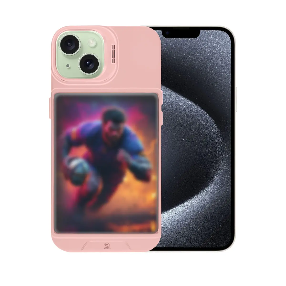 TopWrack iPhone 15 Card Holder Case, Pink | Clear Shockproof Phone Cover with Built-in Stand & Card Slot - main product image