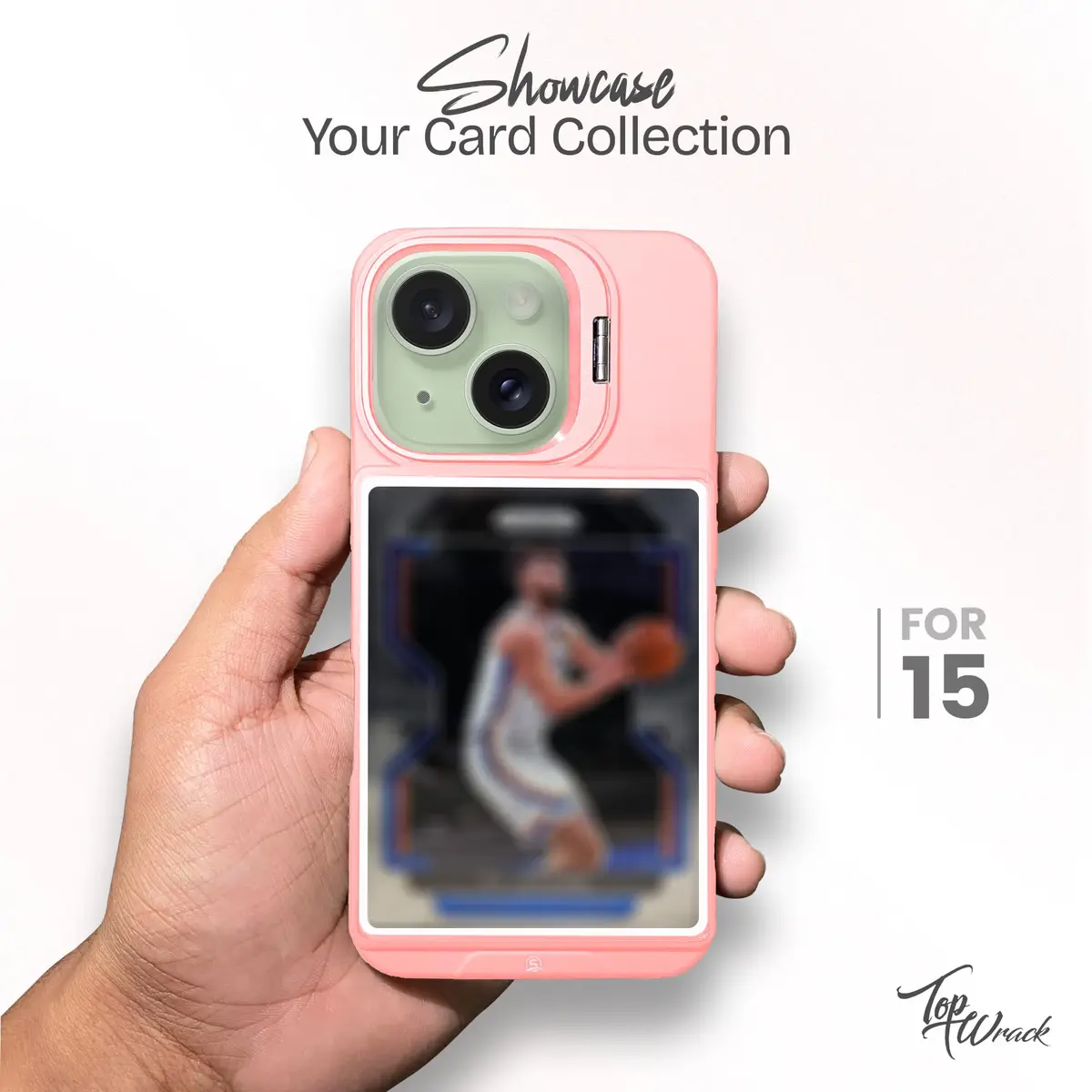 TopWrack iPhone 15 Card Holder Case, Pink | Clear Shockproof Phone Cover with Built-in Stand & Card Slot - view 2