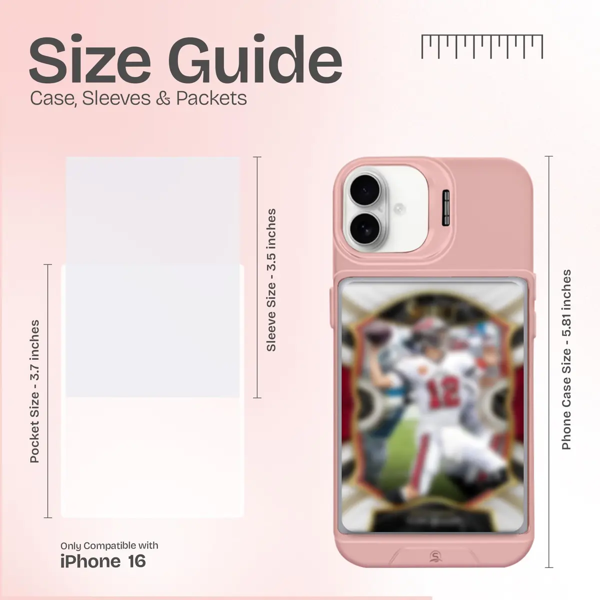 TopWrack Display Phone Case for iPhone 16 | Clear Back Card Holder with Kickstand (Pink) - view 6