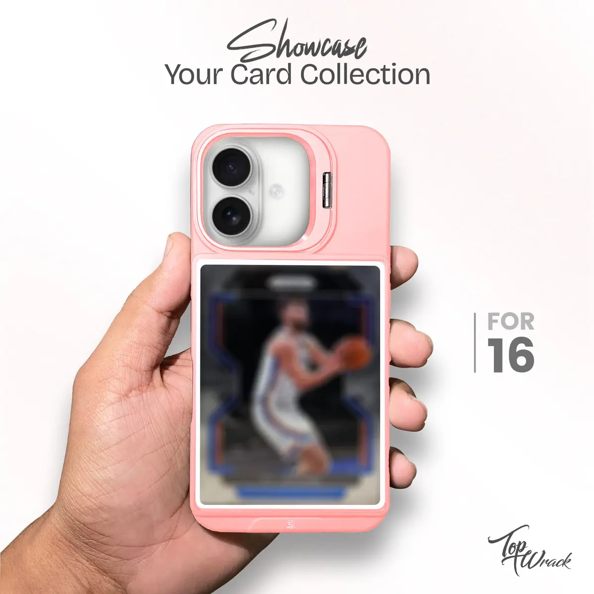 TopWrack Display Phone Case for iPhone 16 | Clear Back Card Holder with Kickstand (Pink) - view 2