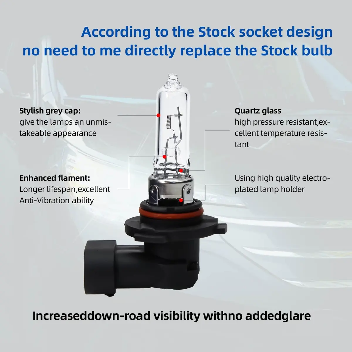 ALKOREY HB3 9005 12v 65w Car Headlight Bulb | Warm White 3300K, High & Low Beam, 2 Pack - view 2