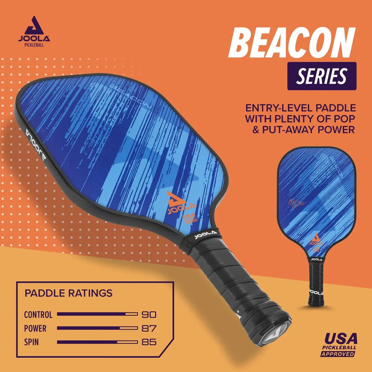JOOLA Beacon Pickleball Paddle – Fiberglass Graphite Surface for More Power – Lightweight Pickleball Paddle w/Increased Control - Multiple Colors & Designs - USAPA Approved - Blue - view 2