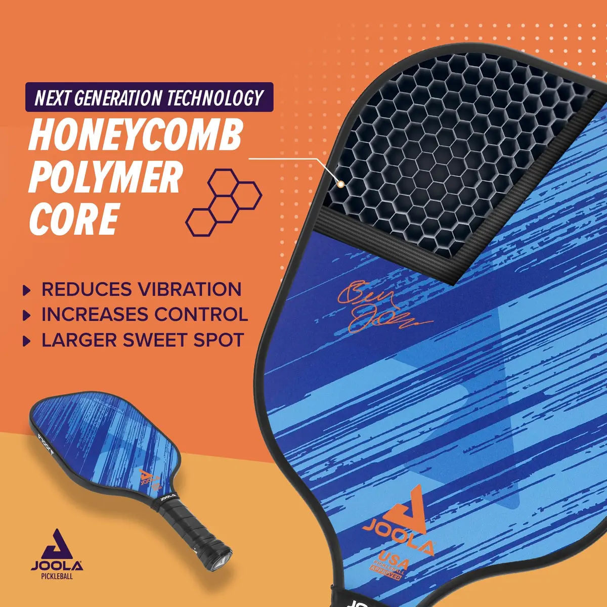 JOOLA Beacon Pickleball Paddle – Fiberglass Graphite Surface for More Power – Lightweight Pickleball Paddle w/Increased Control - Multiple Colors & Designs - USAPA Approved - Blue - view 3