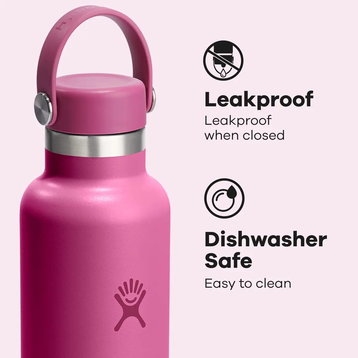 Hydro Flask Water Bottle - Insulated Stainless Steel - Non Spill, Leakproof in 24 Oz Reef Pink - view 5