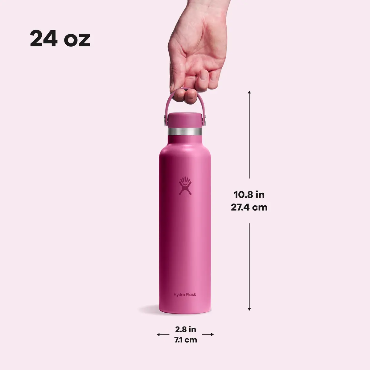 Hydro Flask Water Bottle - Insulated Stainless Steel - Non Spill, Leakproof in 24 Oz Reef Pink - view 8