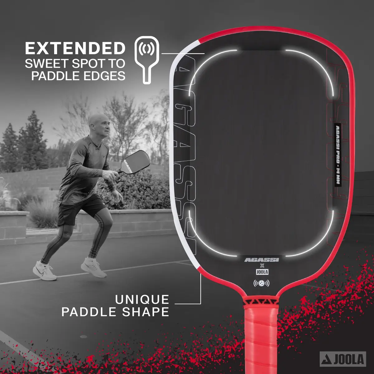 JOOLA Agassi PRO IV 14mm Pickleball Paddle | Extended Sweet Spot, Carbon Fiber Surface, USAP Approved - view 3