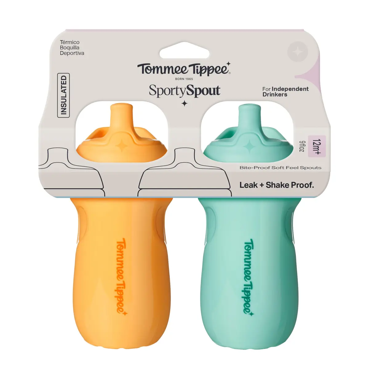 Tommee Tippee Sporty Spout Toddler Sippy Cup 255ml (9 fl oz) 2-Pack | Insulated, Spill-Proof, Bite-Resistant - view 6