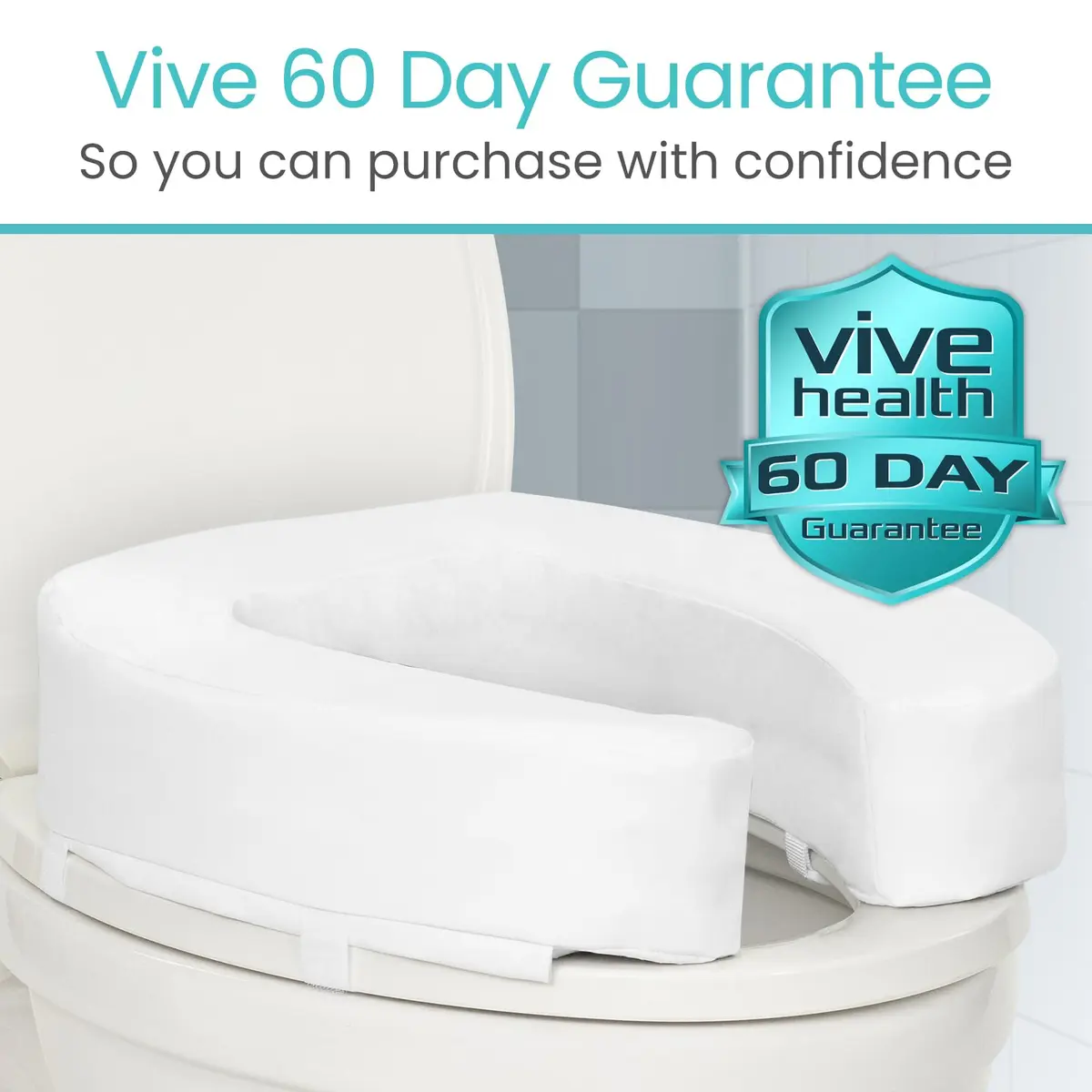 Vive Toilet Seat Riser Cushion for Seniors - 4 Inch Height | Fits Standard & Elongated Seats - view 9