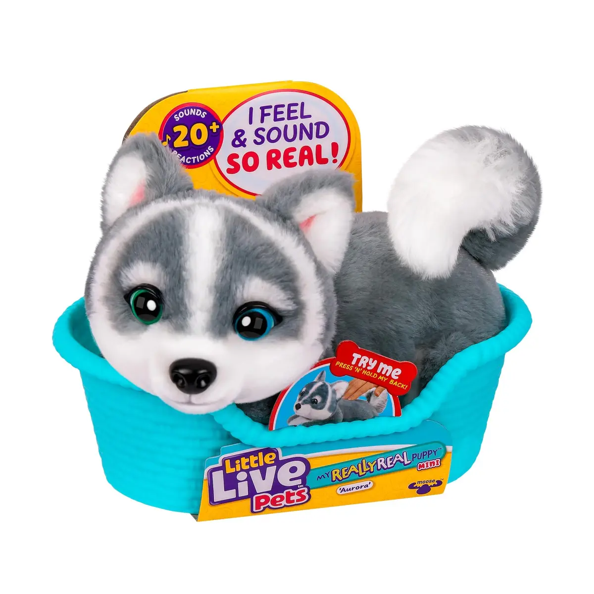 Little Live Pets My Really Real Puppy Mini Aurora the Husky Interactive Plush Toy 11cm (4.3 in) | Educational Toy Figure - main product image