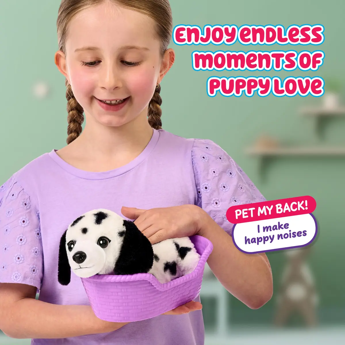Little Live Pets My Really Real Puppy Mini Pepper the Dalmatian Interactive Plush Toy with Basket, 11cm (4.3in) | Educational Toy Figure for Kids 3-6 - view 5
