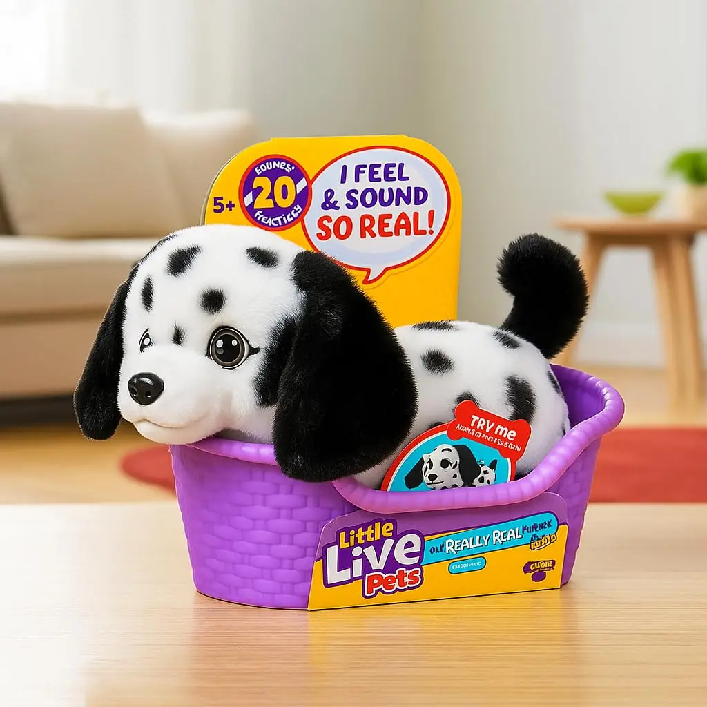 Little Live Pets My Really Real Puppy Mini Pepper the Dalmatian Interactive Plush Toy with Basket, 11cm (4.3in) | Educational Toy Figure for Kids 3-6 - view 7