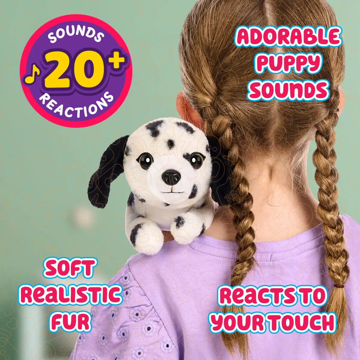Little Live Pets My Really Real Puppy Mini Pepper the Dalmatian Interactive Plush Toy with Basket, 11cm (4.3in) | Educational Toy Figure for Kids 3-6 - view 3