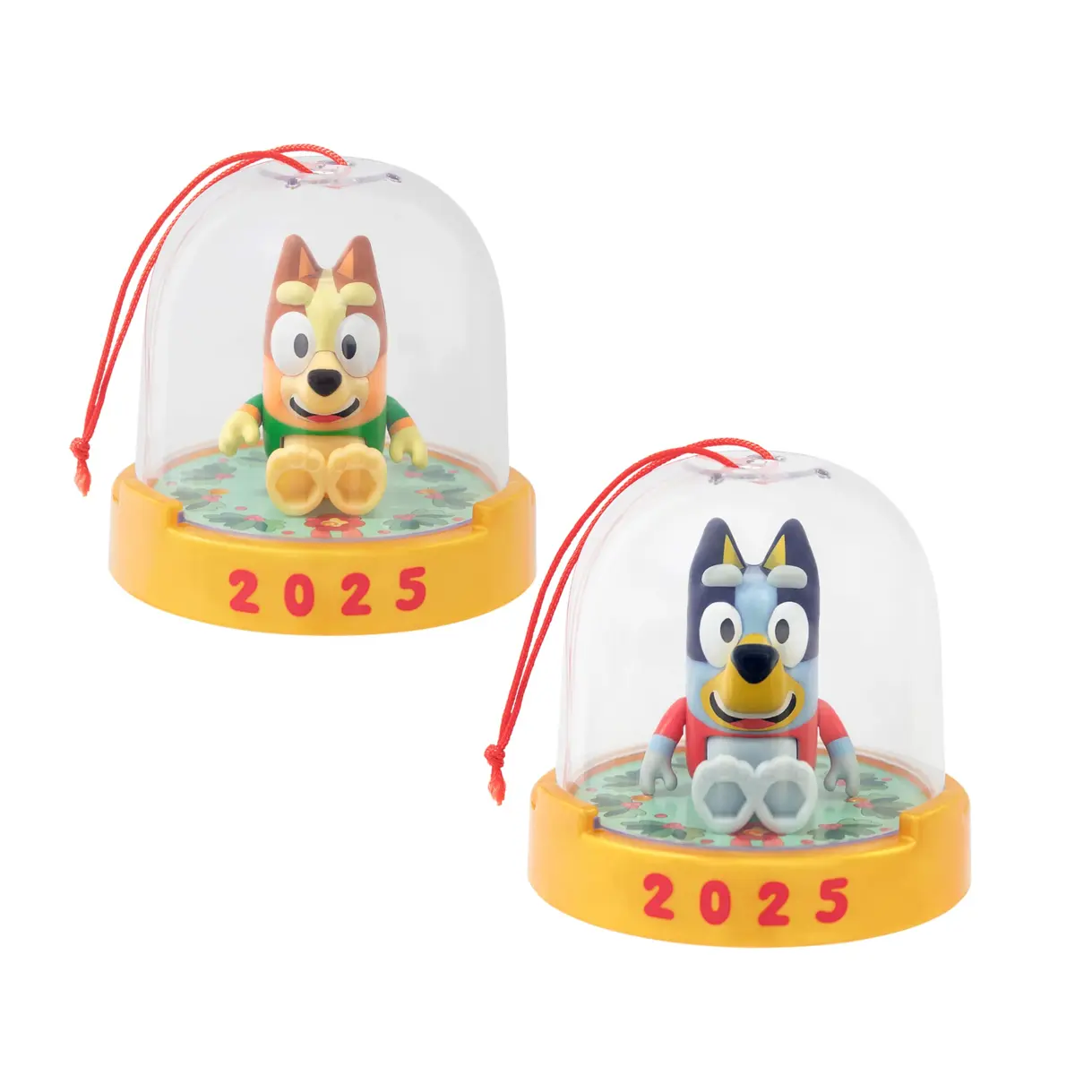 Bluey Ornament Pack of 2, Poseable Mini Figures in Sweaters with Gold Base | 2025 Dated Holiday Decor - main product image