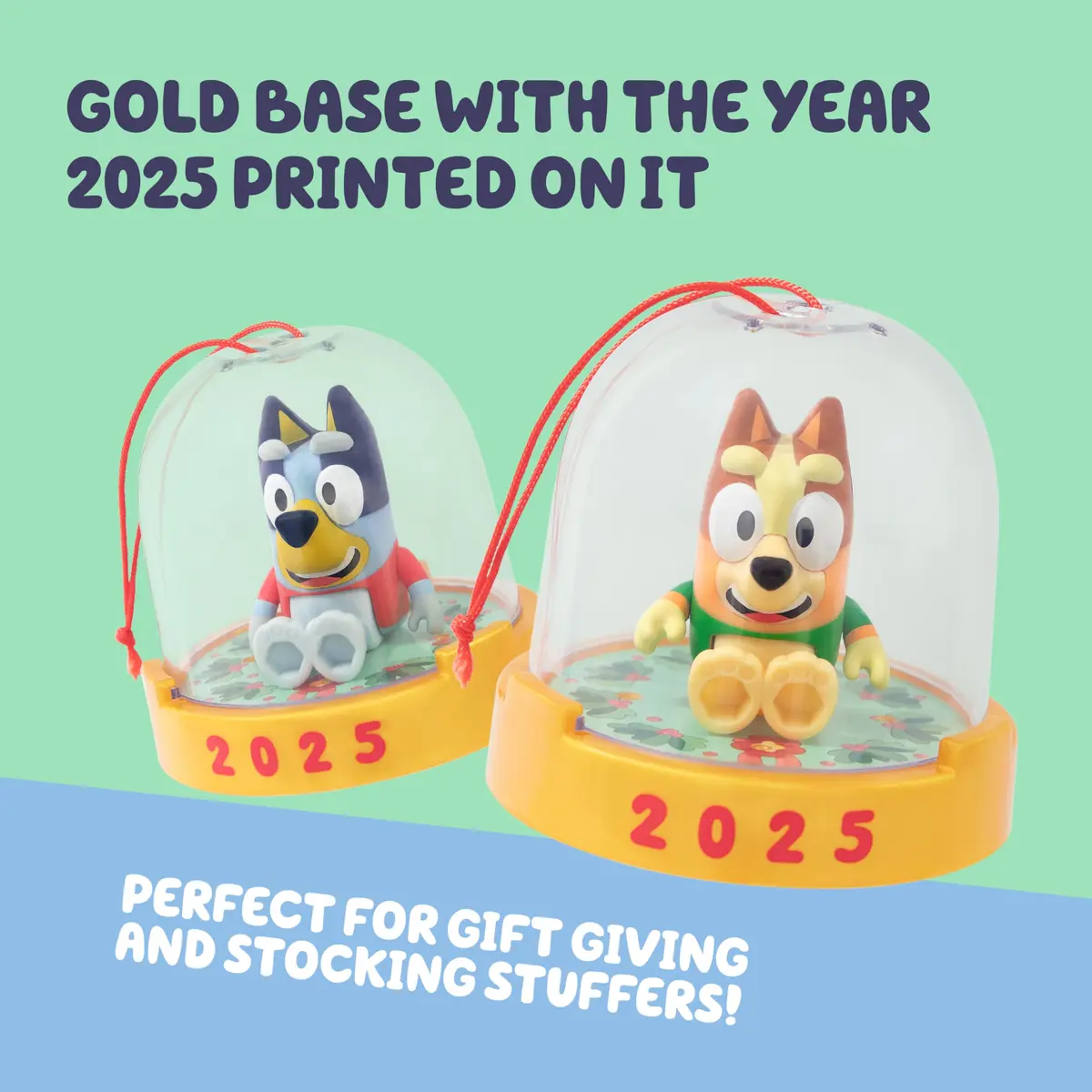 Bluey Ornament Pack of 2, Poseable Mini Figures in Sweaters with Gold Base | 2025 Dated Holiday Decor - view 5