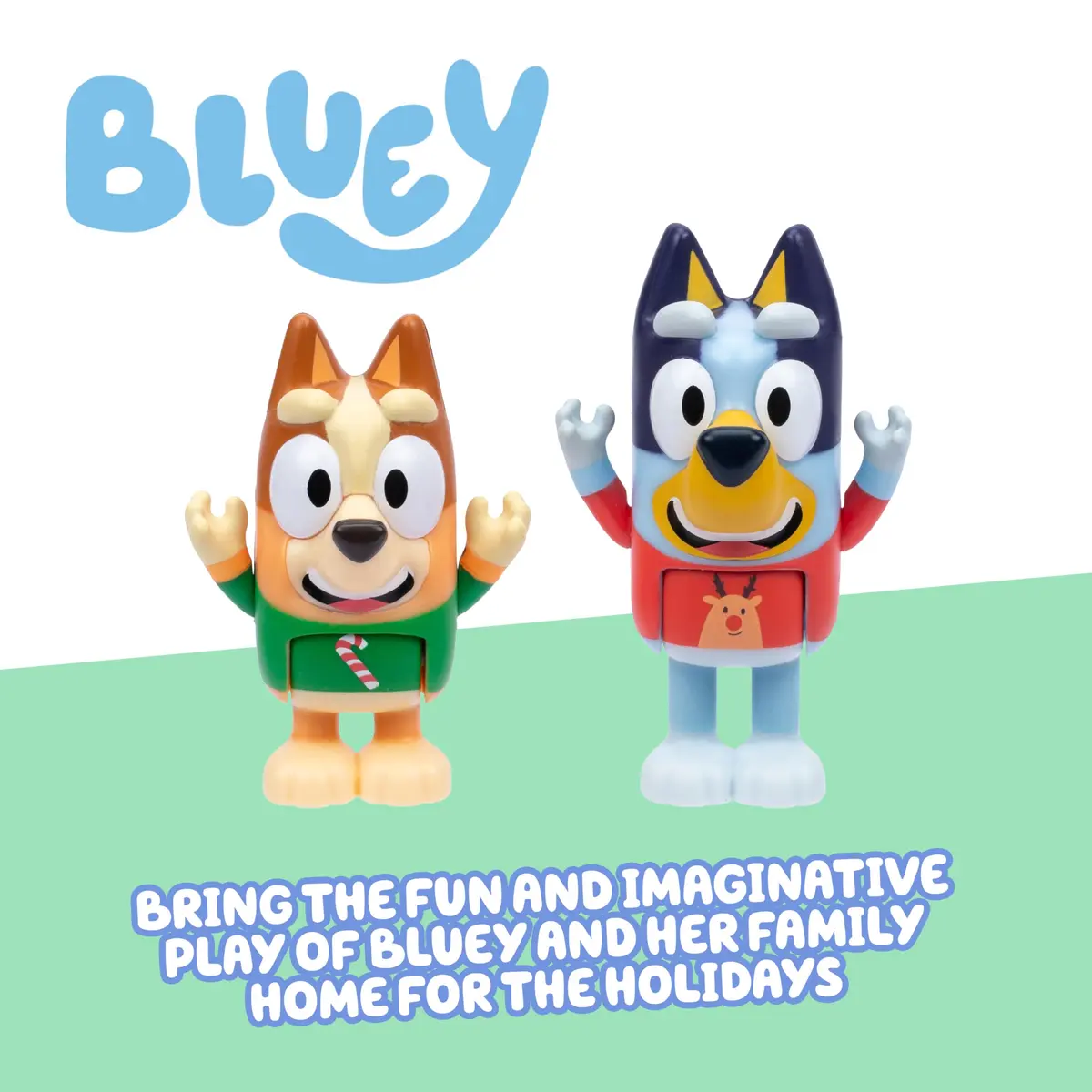 Bluey Ornament Pack of 2, Poseable Mini Figures in Sweaters with Gold Base | 2025 Dated Holiday Decor - view 6