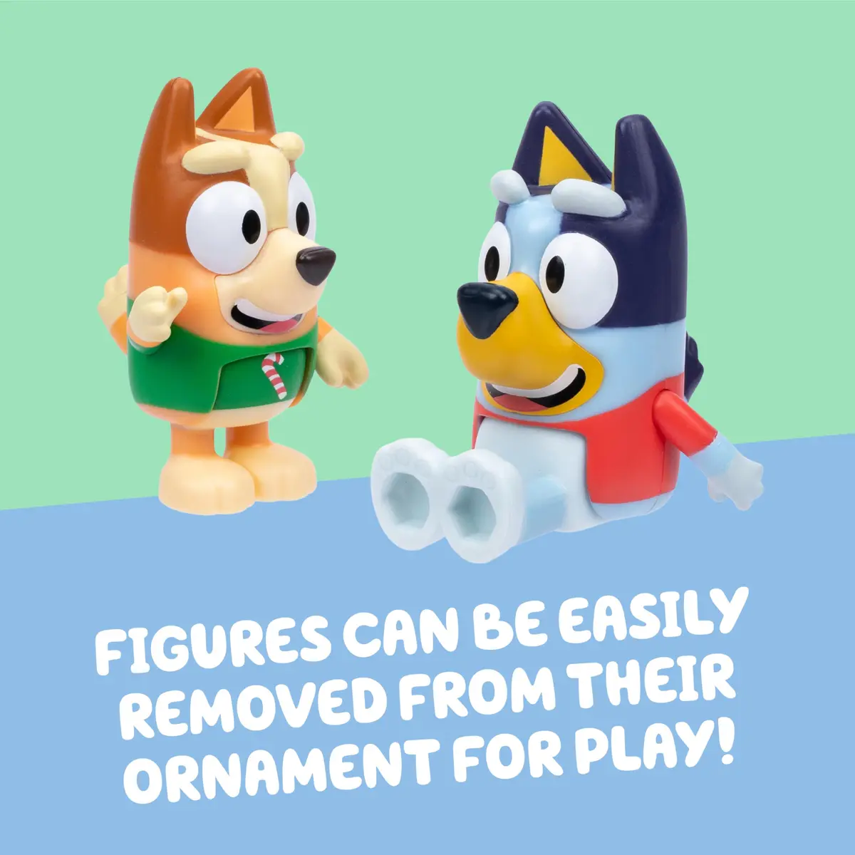 Bluey Ornament Pack of 2, Poseable Mini Figures in Sweaters with Gold Base | 2025 Dated Holiday Decor - view 4