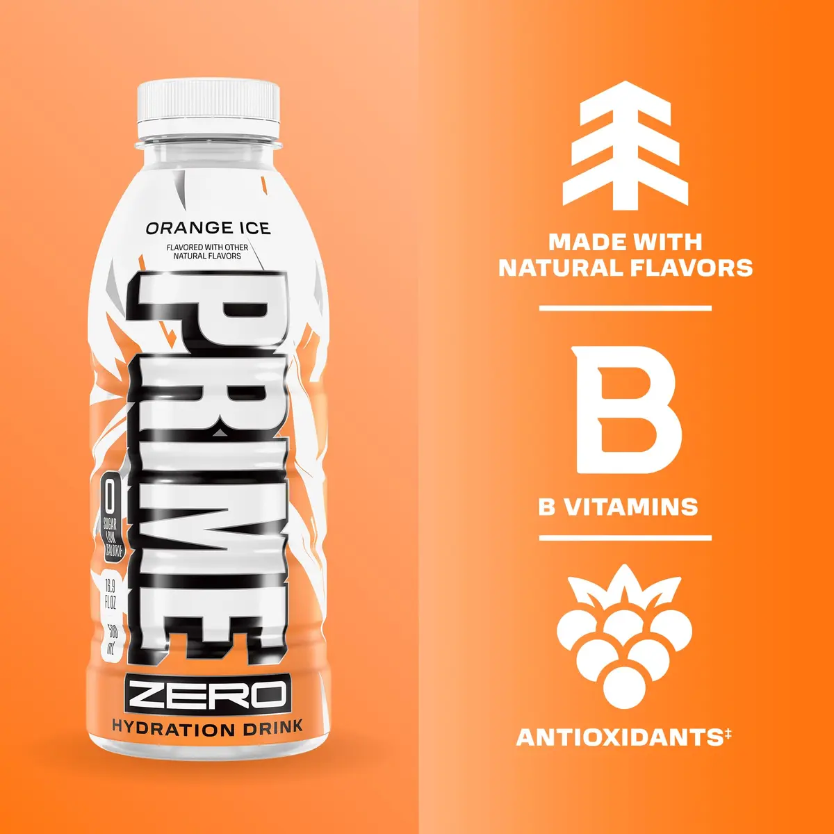 PRIME HYDRATION ZERO ORANGE ICE 16.9 Fl Oz | Sugar-Free Electrolyte Sports Drink for Active Lifestyle - view 3