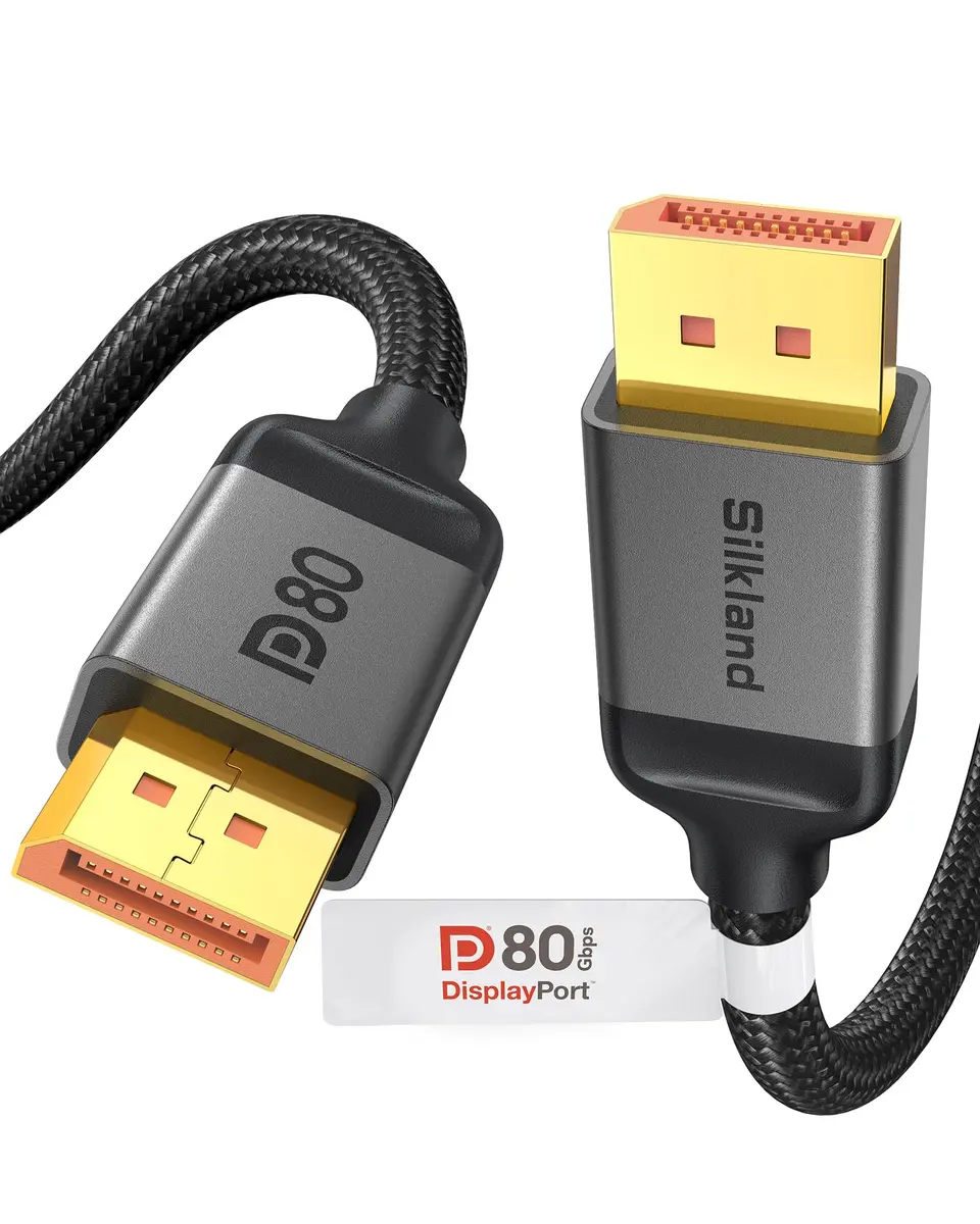 Silkland DisplayPort Cable 3.3FT/1M | 80Gbps DP 2.1 HDR Support for Gaming & High-Res Monitors - main product image