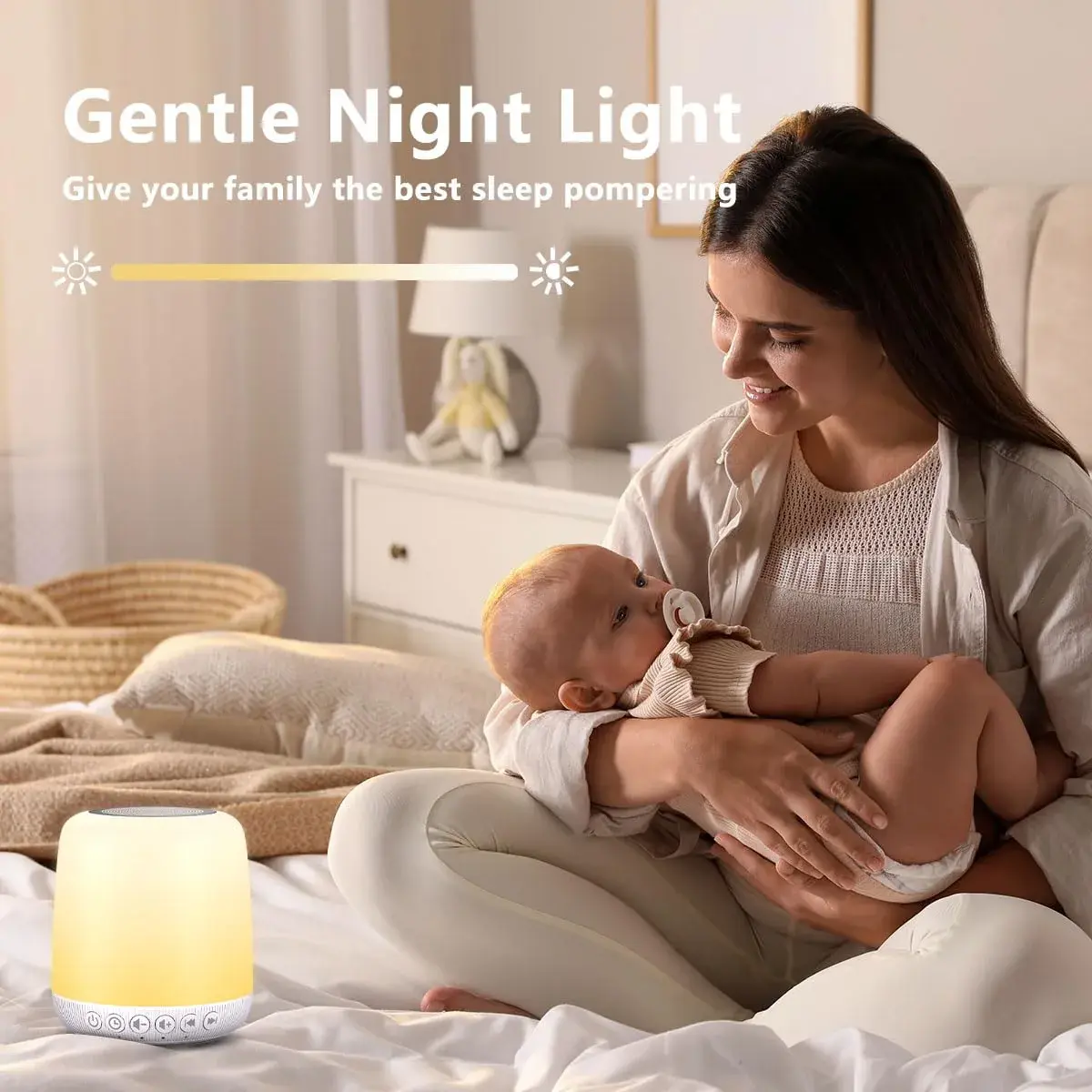 Easysleep White Noise Sound Machine Milky White | 30 Soothing Sounds, 12 Night Light Colors, App Control - view 4