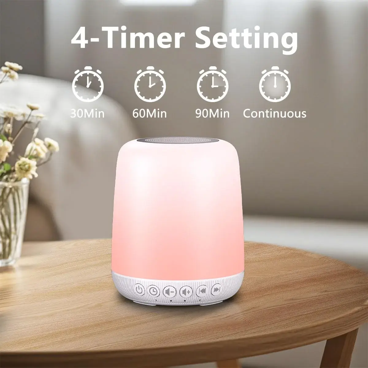Easysleep White Noise Sound Machine Milky White | 30 Soothing Sounds, 12 Night Light Colors, App Control - view 5