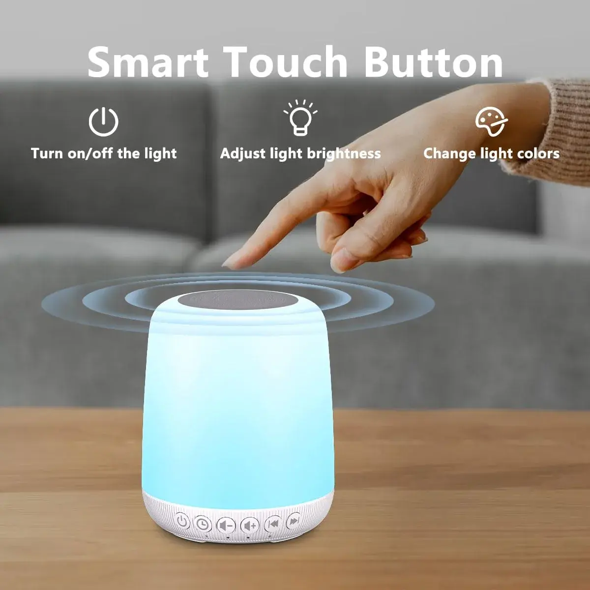 Easysleep White Noise Sound Machine Milky White | 30 Soothing Sounds, 12 Night Light Colors, App Control - view 7