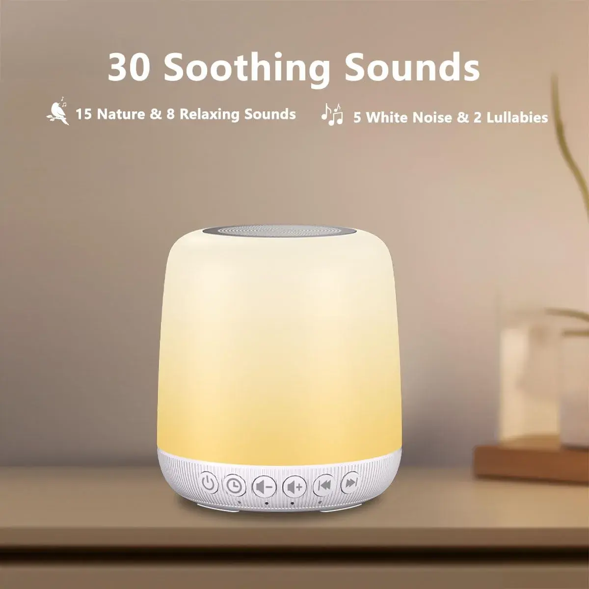 Easysleep White Noise Sound Machine Milky White | 30 Soothing Sounds, 12 Night Light Colors, App Control - view 2