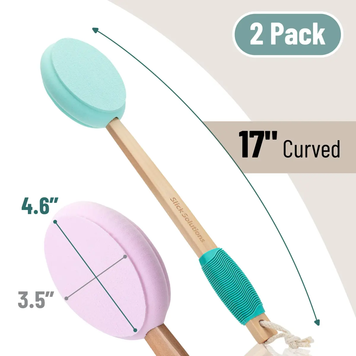 Slick Solutions 17 Inch Lotion Applicator - 2 Pack in Green and Pink for Easy Back & Body Reach - view 2