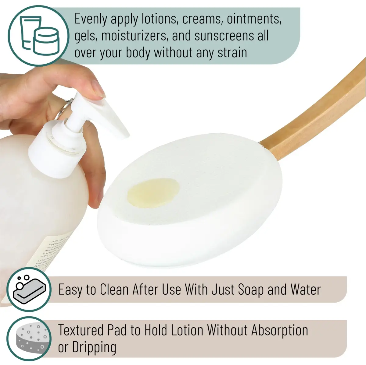 Slick Solutions 17-inch Lotion Applicator - 2 Pack in White and Peach Beige for Easy Back and Body Reach - view 4