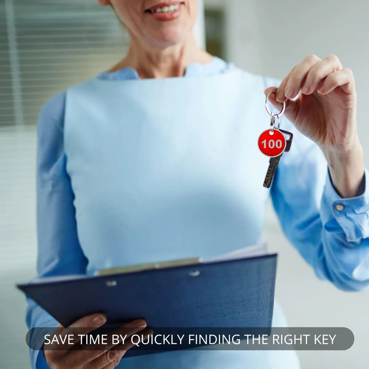 BELMAKS Red Metal Number Tags 1-100 | Durable Alloy Steel Key Tags for Organization - view 9