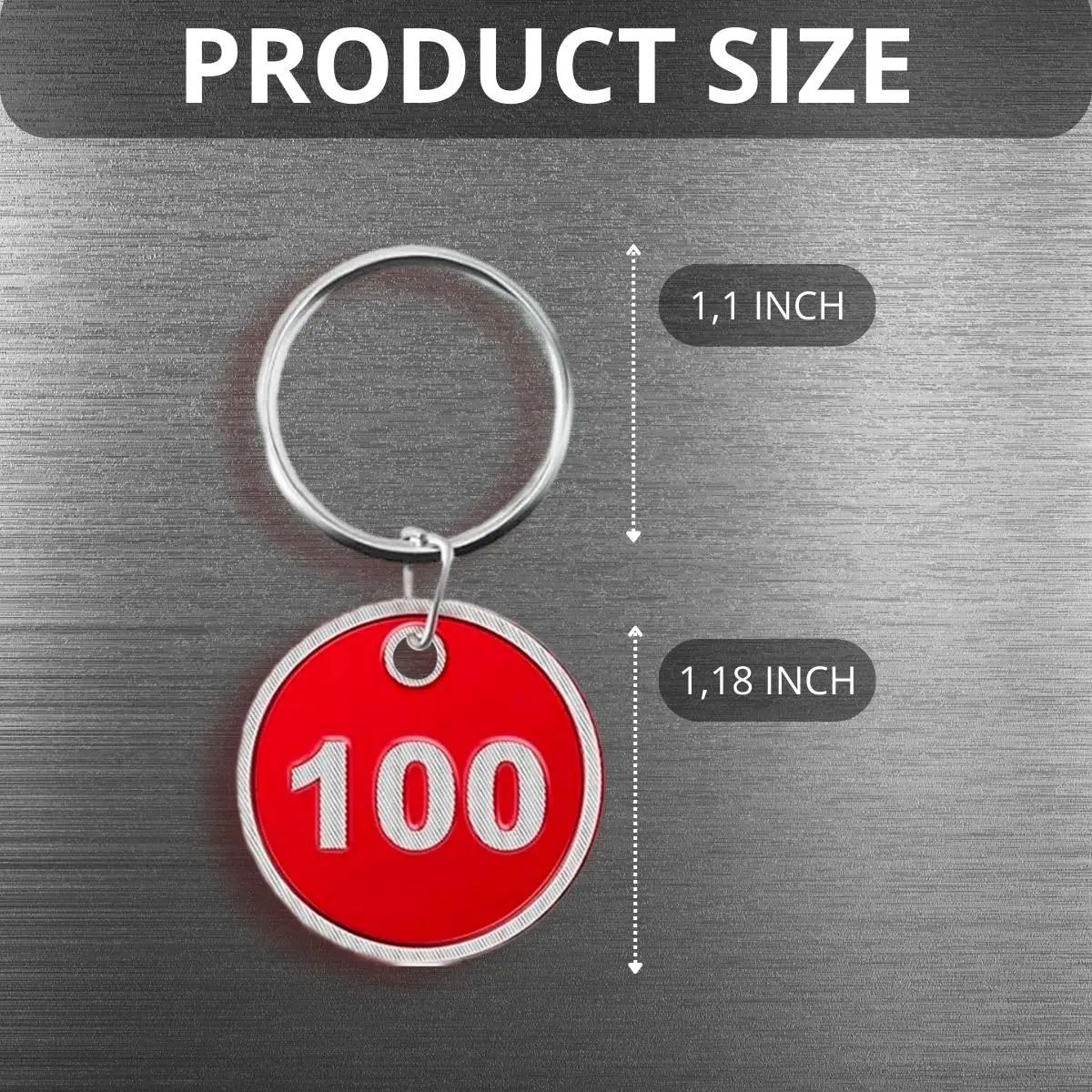 BELMAKS Red Metal Number Tags 1-100 | Durable Alloy Steel Key Tags for Organization - view 2