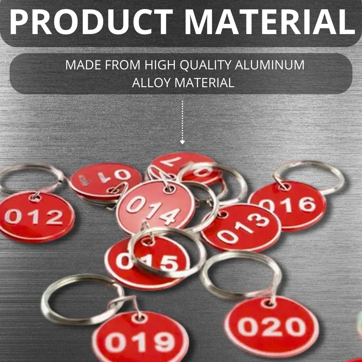 BELMAKS Red Metal Number Tags 1-100 | Durable Alloy Steel Key Tags for Organization - view 3