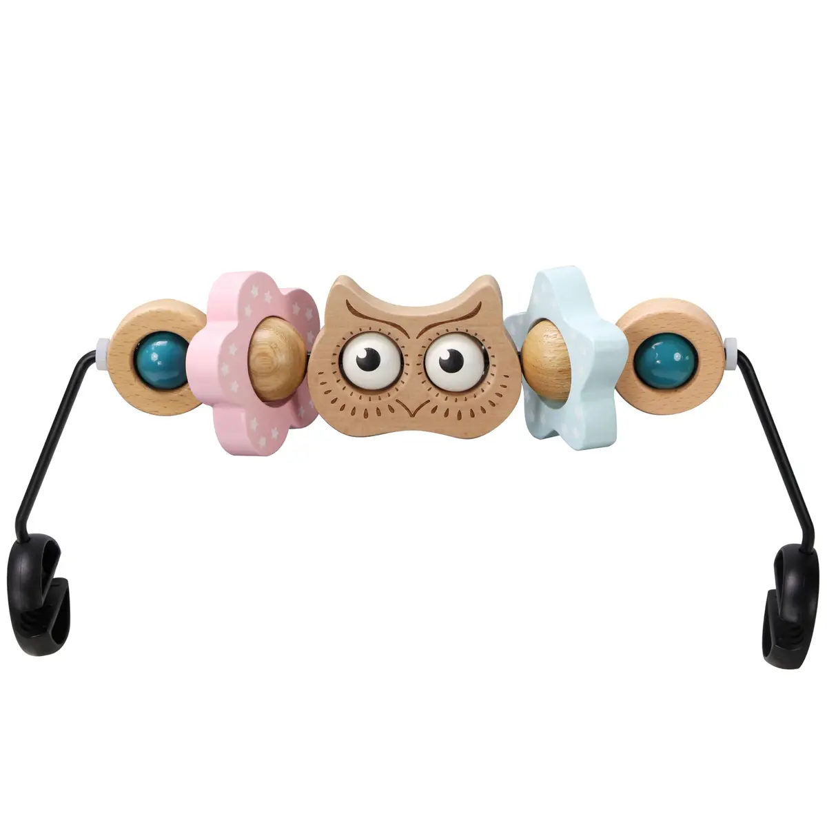 TinlyFinly Wooden Baby Bouncer Toy Bar with Owl Attachment | 24 cm (9.4 inches) - main product image
