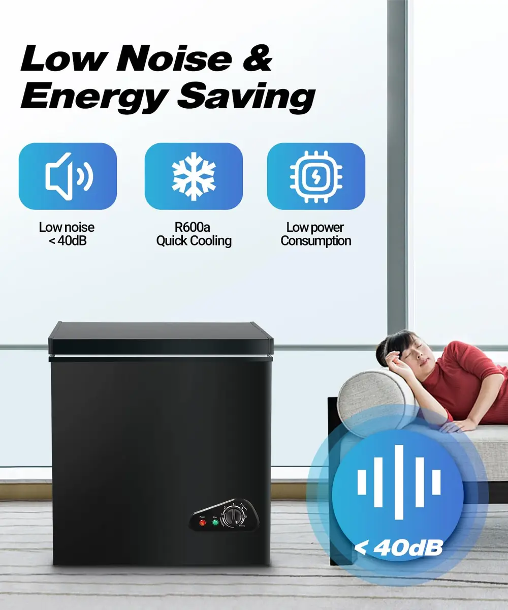 rosmena Chest Freezer 3.5 Cu. Ft. | Compact, Black, Adjustable Temp, Quiet Operation - view 6