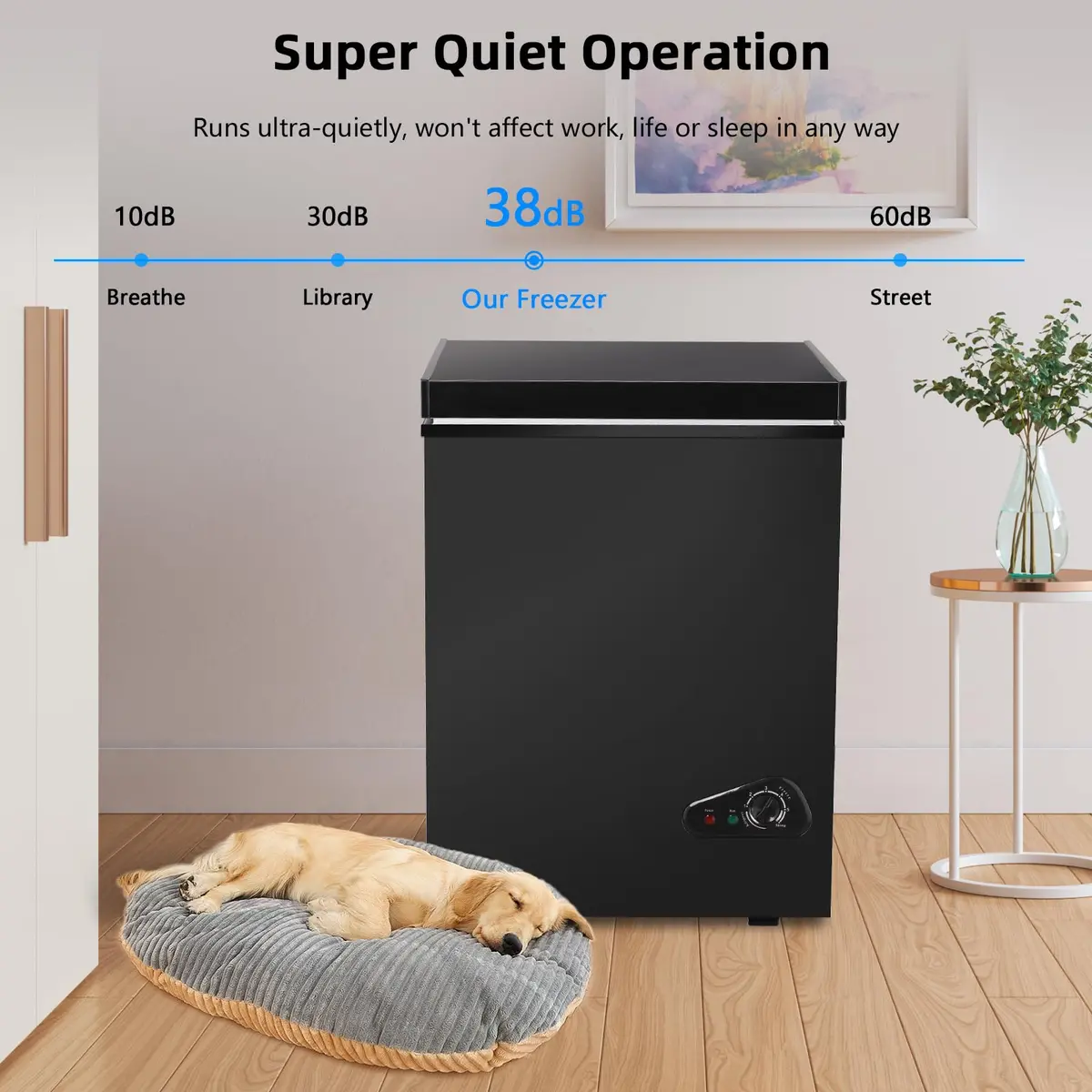 rosmena Chest Freezer 3.5 Cu. Ft. | Compact, Black, Adjustable Temp, Quiet Operation - view 7