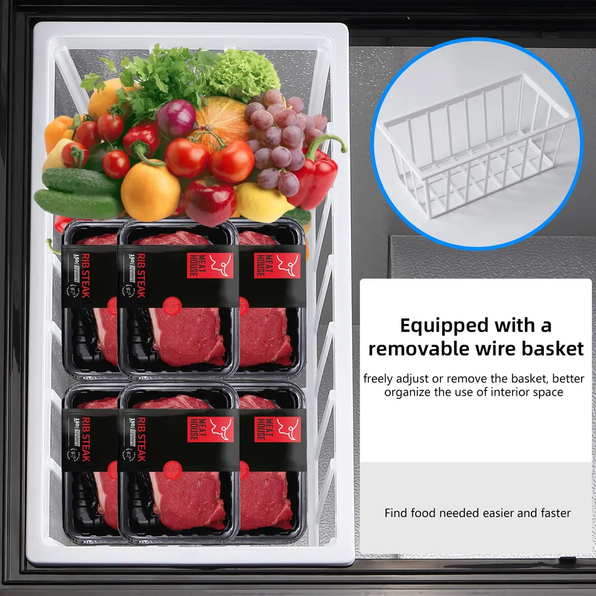 rosmena Chest Freezer 3.5 Cu. Ft. | Compact, Black, Adjustable Temp, Quiet Operation - view 8