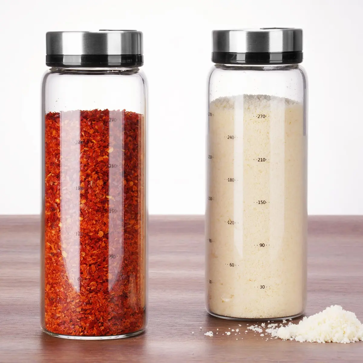 NiHome 2-Pack 10oz Glass Spice Shakers Set | Adjustable Lid Dispenser, Clear - view 6