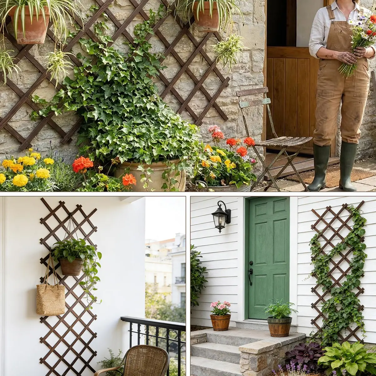 Tilinyan & one Expandable Garden Trellis 2 PCS, 229 cm (90") x 94 cm (37") | Rustic Wood Lattice Fence for Climbing Plants - view 5