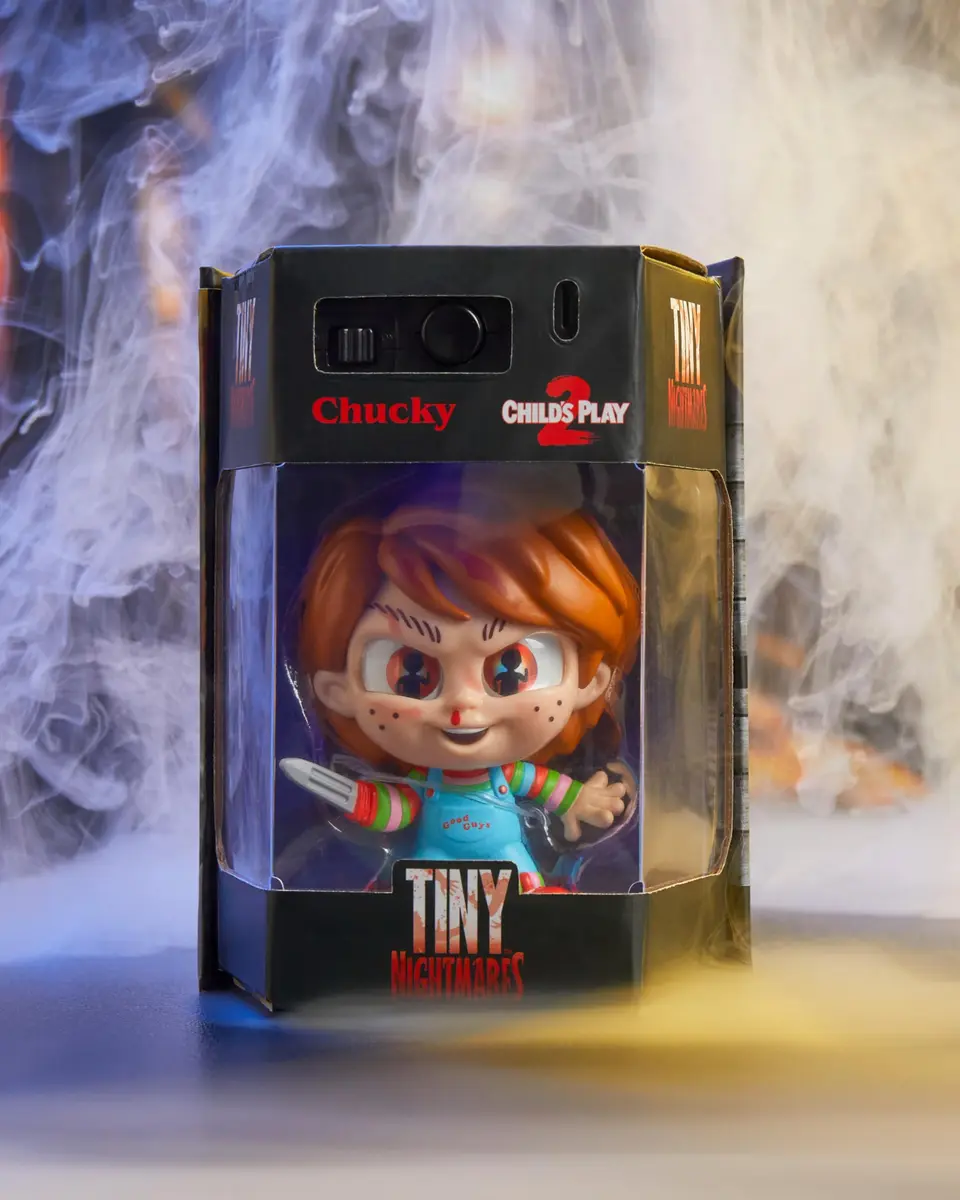 Just Play Tiny Nightmares Black Light Edition Collectible Chucky Figure | Creepy Horror Doll, 3-inch, Glow-in-the-Dark, Ages 14+ - view 4