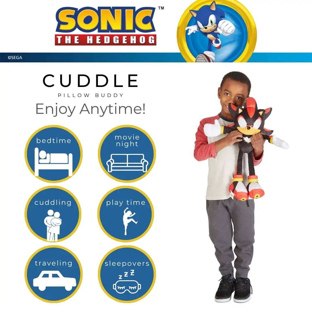 Franco Shadow the Hedgehog Plush Cuddle Pillow Buddy 56cm (22") | Officially Licensed SEGA Product - view 2