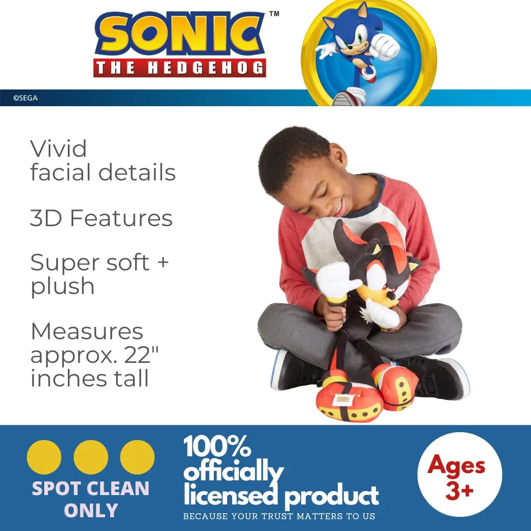Franco Shadow the Hedgehog Plush Cuddle Pillow Buddy 56cm (22") | Officially Licensed SEGA Product - view 3