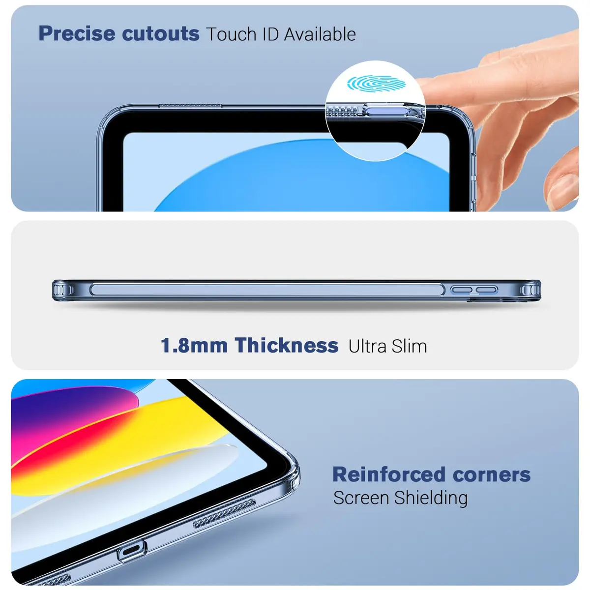 ProCase Clear Back Case for iPad 11th Gen (A16) 2025 11 Inch / iPad 10th Gen 10.9 Inch 2022 | Slim Lightweight TPU Protective Cover - view 3