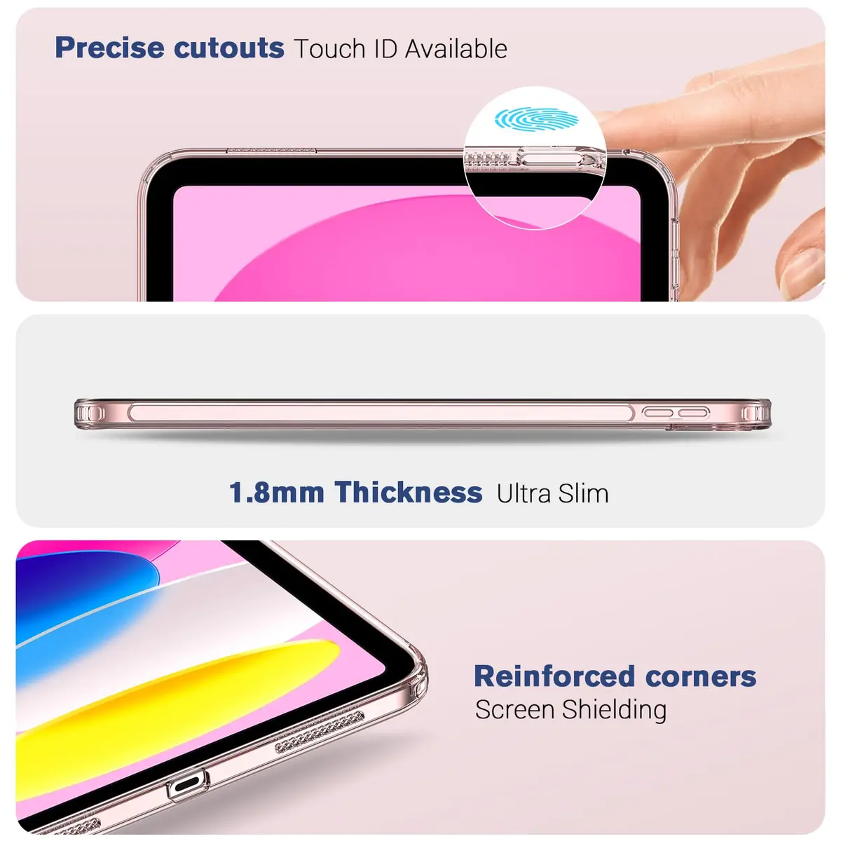 ProCase Clear Back Case for iPad 11th Gen (A16) 2025 11 Inch & iPad 10th Gen 2022 10.9 Inch | Slim Transparent Pink TPU Cover - view 3