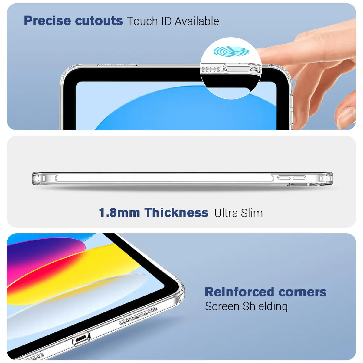ProCase Clear Back Case for iPad 10th Gen 10.9 Inch 2022 (A2696) | Slim Fit Transparent Cover - view 3