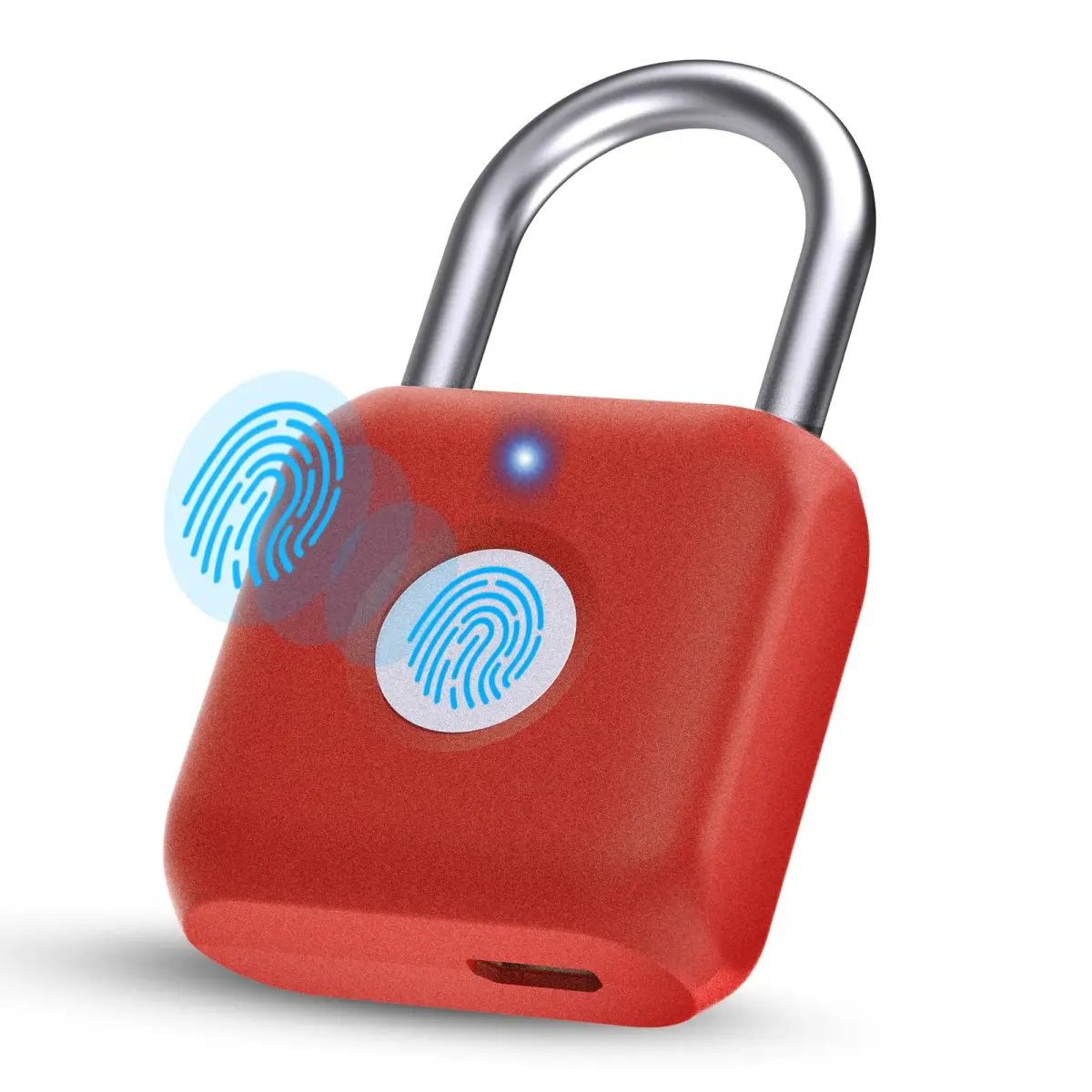 Pothunder Biometric Fingerprint Padlock Red | 2.3cm (0.9") Shackle - main product image