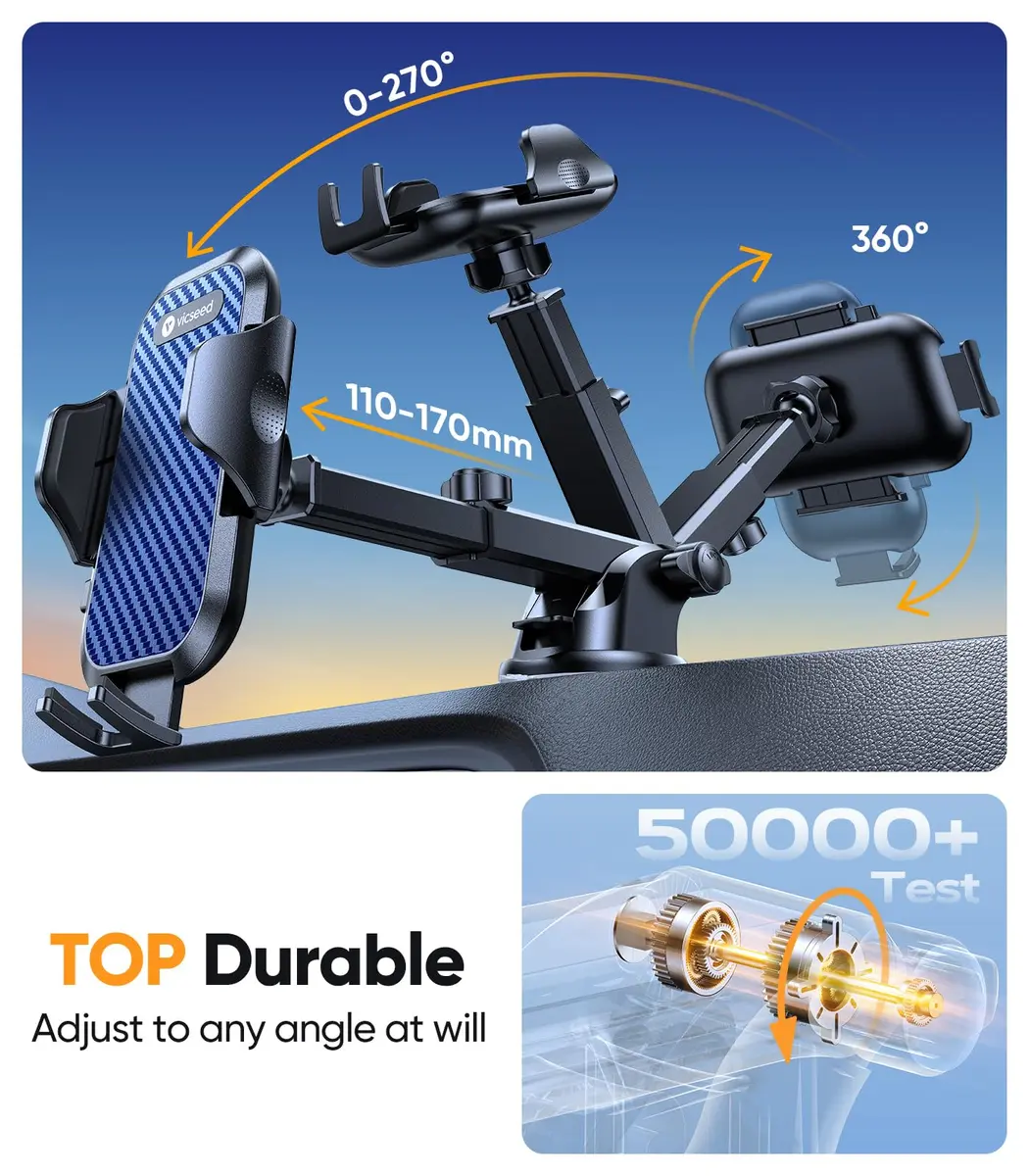 VICSEED Car Phone Holder [Strongest Suction, 360° Rotation, Heavy Phone Friendly] - view 6