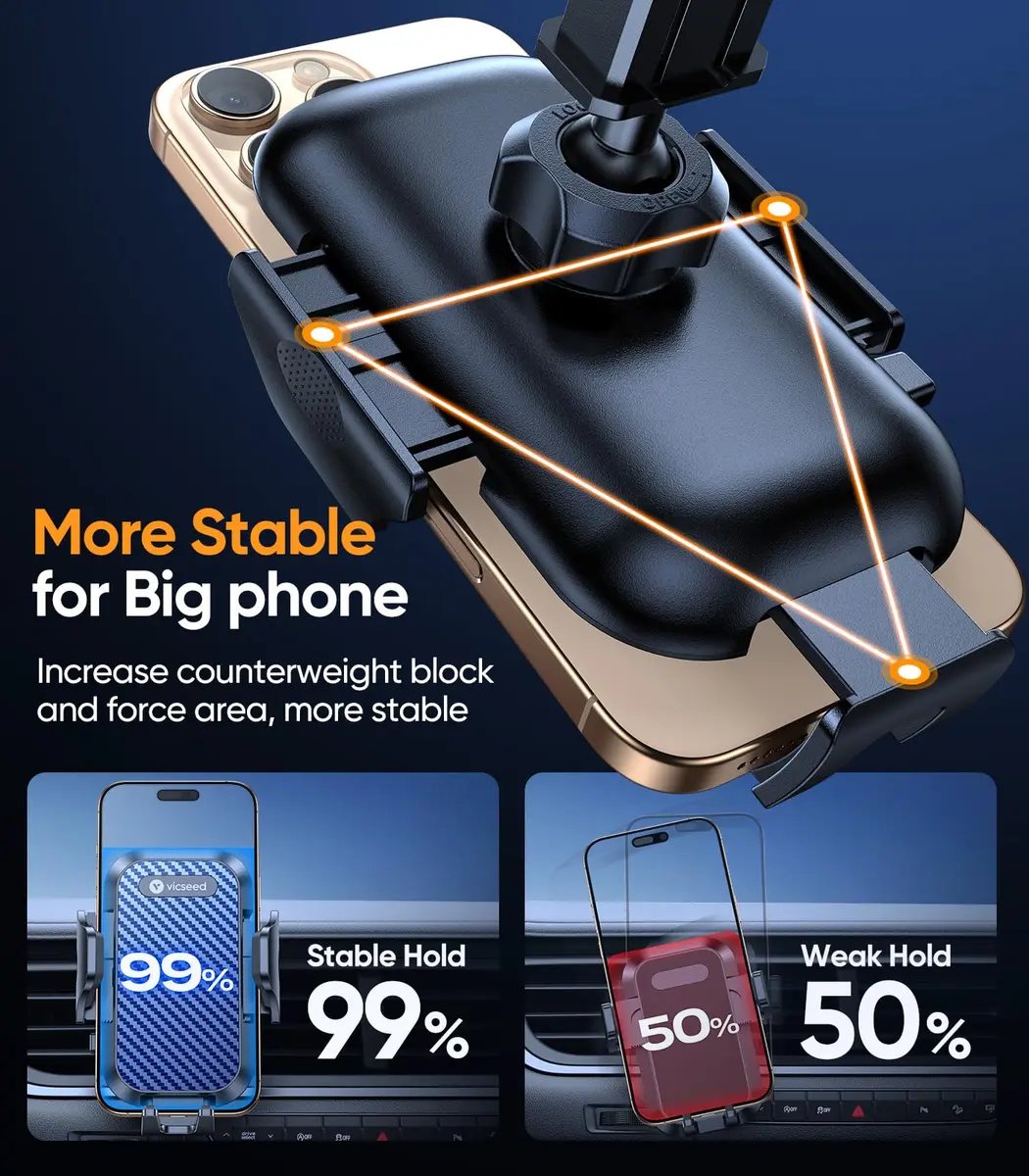VICSEED Car Phone Holder [Strongest Suction, 360° Rotation, Heavy Phone Friendly] - view 4