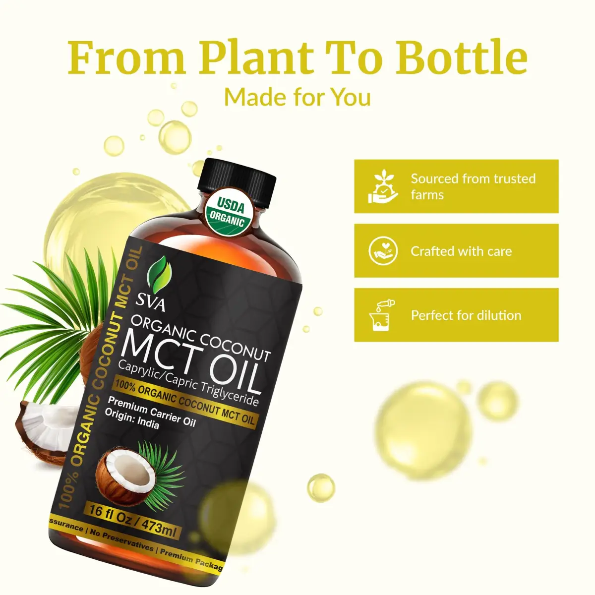 SVA ORGANICS Organic MCT Carrier Oil 16 Fl Oz (Pack of 1) - Pure & Natural - view 4