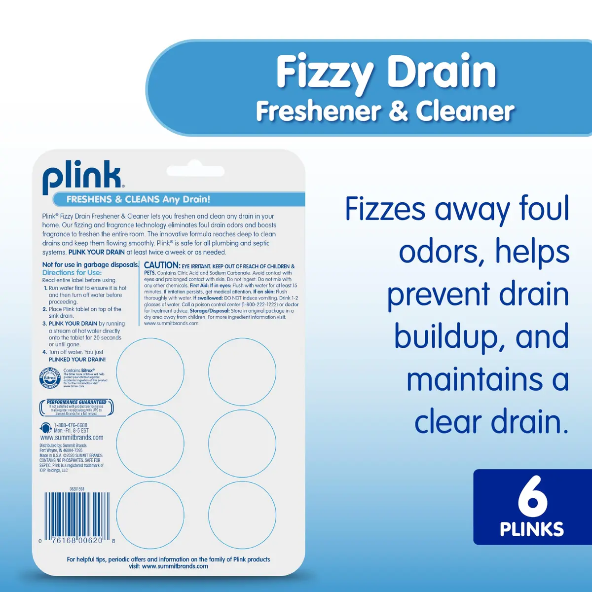 Plink Fizzy Drain Freshner and Cleaner 6 Count | Lemon Scent, Prevents Buildup & Odor (70-120 chars) - view 2