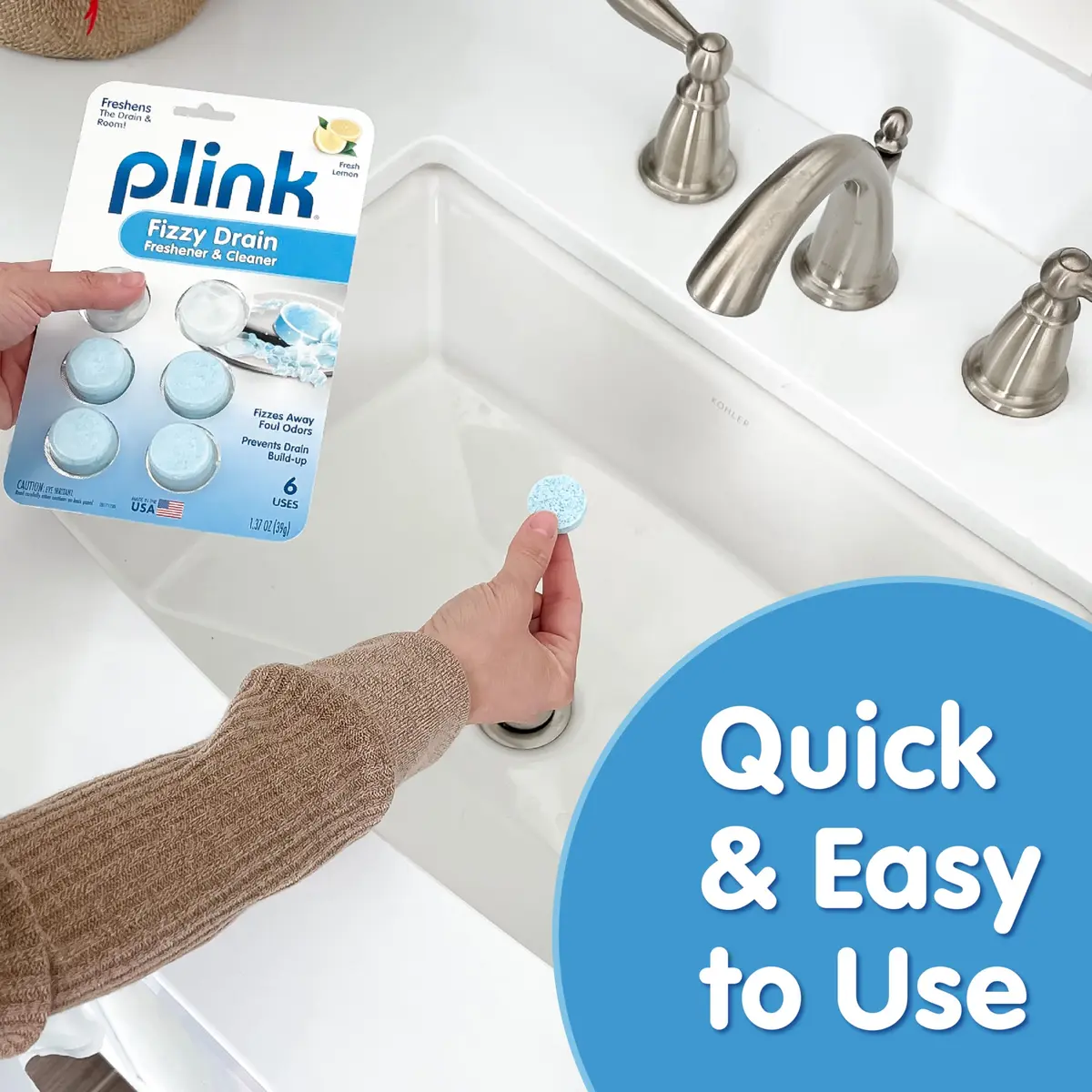 Plink Fizzy Drain Freshner and Cleaner 6 Count | Lemon Scent, Prevents Buildup & Odor (70-120 chars) - view 4